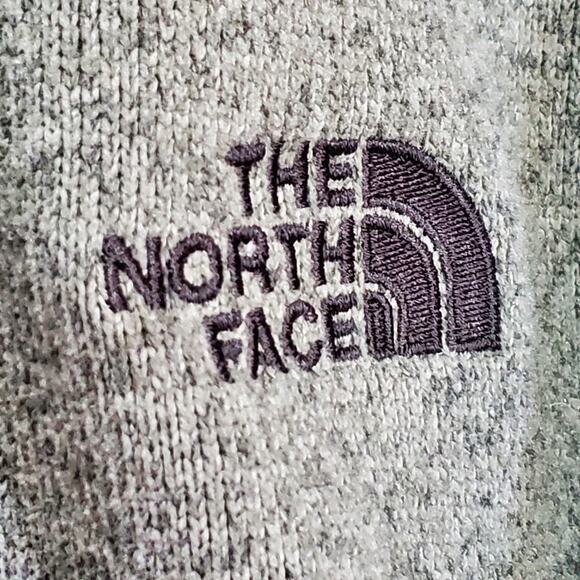 The North Face Heather Gray Full Zip Fleece Lined Sweater Jacket Medium - Picture 4 of 9